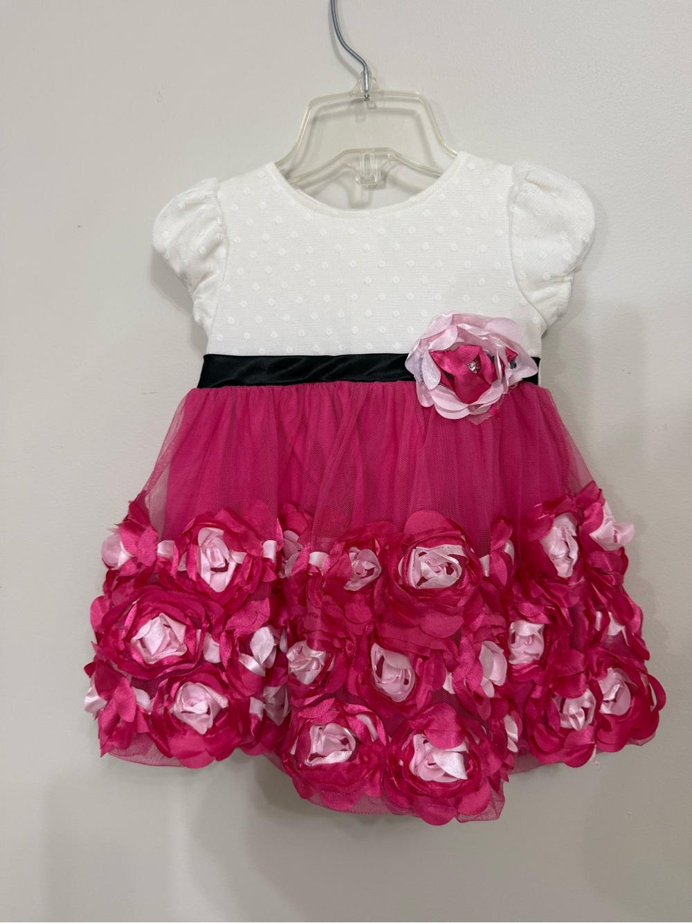Nanette Baby Girls 24M Pink White Floral Rosette Tulle Party Dress